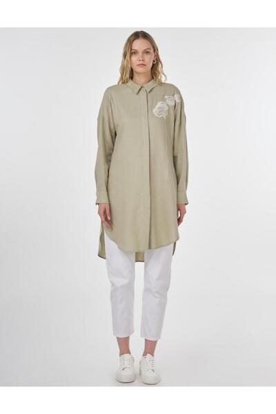 Kayra Floral Embroidered Linen Viscose Tunic