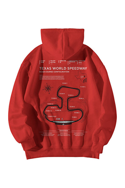 Harajuku Style Women Men Red Formula 1 Texas World Speedway Printed Oversize ...
