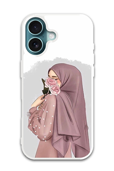 Theodor غطاء حماية لهاتف أبل آيفون 16 بلس بطبعة فتاة تحمل وردة (مصد أبيض)