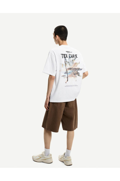 ACTIVE MODA -Tide Chase Printed Cotton Oversize Men T-Shirt Big Bedn