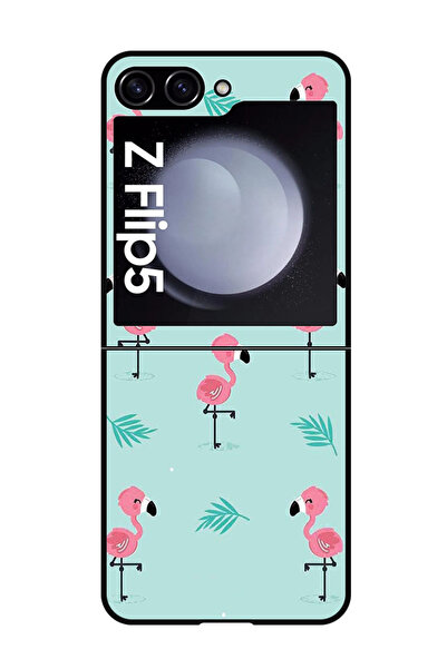 Theodor جراب واقٍ مضاد للخدش والصدمات لهاتف Samsung Galaxy Z Flip 5 بنمط فلامنغو