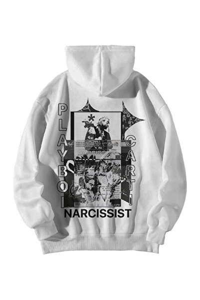 Harajuku Style Women Men White Narcissist Playboi Carti Printed Oversize Hood...