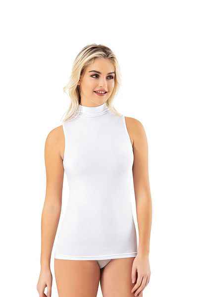 Sereia Women's Turtleneck Zero Sleeve Harmony Modal Design Undershirt White - White - Sreiakoc-6A61Y4-Be