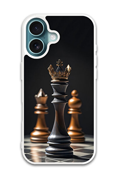 Theodor غطاء حماية لهاتف أبل آيفون 16، ملك الشطرنج (مصد أبيض)