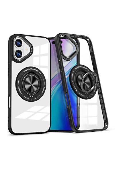 SOHO Carcasă de protecție TPU pentru iPhone 16, rezistentă la căderi, încărcare wireless, MagSafe, suport magnetic cu inel, Tran