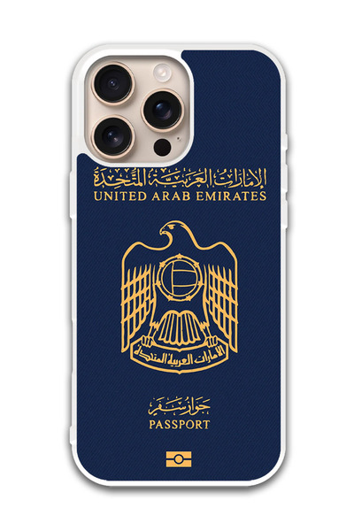 Theodor غطاء حماية لهاتف أبل آيفون 16 برو ماكس جواز سفر الإمارات (مصد أبيض)