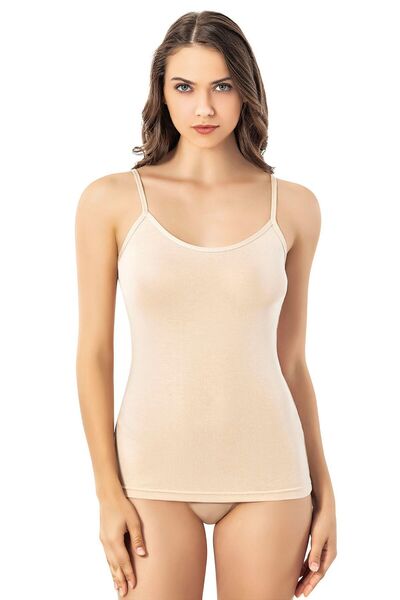 Sereia Women's Thin Rope Strap Bamboo Comfort Flat Style Tank Top Skin - Skin - Sreiakou-6K61A1-Ten