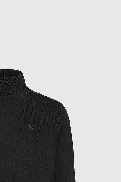 ALTINYILDIZ CLASSICS Men's Black Warm Standard Fit Regular Cut Full Turtleneck Basic Knitwear Sweater