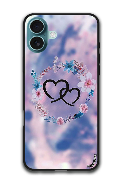 Theodor جراب واقٍ مضاد للخدش والصدمات لهاتف iPhone 16 Plus (6.7) بوصة Two HEarts