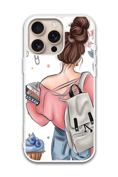 Theodor غطاء حماية لهاتف أبل آيفون 16 برو ماكس - فتاة مدرسية (مصد أبيض)