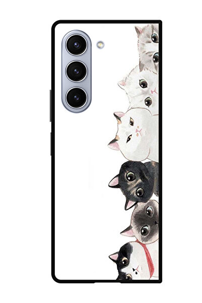 Theodor جراب واقٍ مضاد للخدش والصدمات لهاتف Samsung Galaxy Z Fold 5، قطط لطيفة