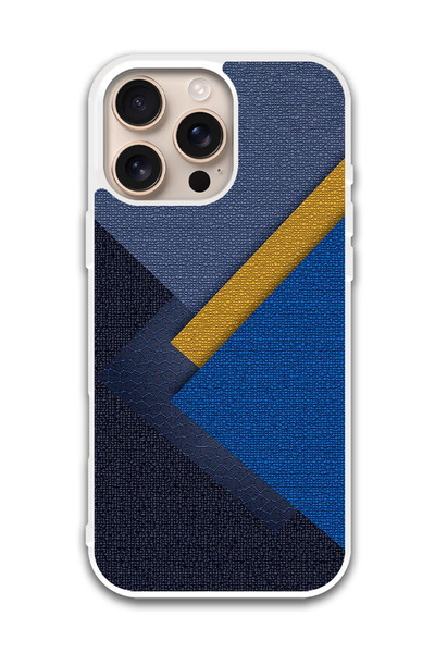 Theodor غطاء حماية لهاتف أبل آيفون 16 برو، بنقشة مثلثات جلدية (مصد أبيض)