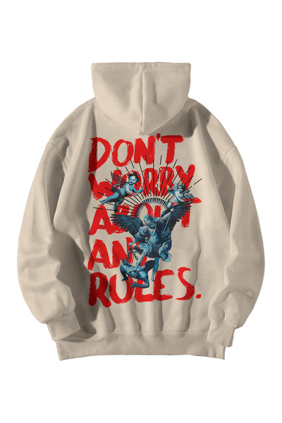 Harajuku Style Hanorac unisex crem cu imprimeu „Nu-ți face griji pentru nicio...