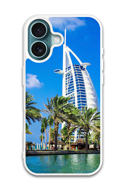 Theodor غطاء حماية لهاتف أبل آيفون 16 بلس برج دبي (مصد أبيض)