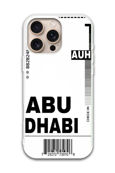 Theodor غطاء حماية لهاتف أبل آيفون 16 برو (بطاقة صعود طائرة AUH) (مصد أبيض)