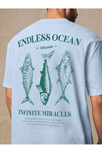 Vordevia تيشيرت قطن مطبوع بتصميم المحيط الذي لا نهاية له