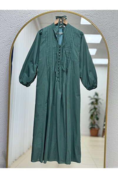 BENAHOLL Φόρεμα Loryla με ραβδώσεις στο μπροστινό μέρος με ρέλι Voile-EK606.1 Mint