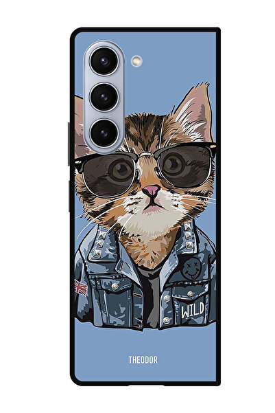 Theodor جراب واقٍ مضاد للخدش والصدمات لهاتف Samsung Galaxy Z Fold 5 Swag Cat