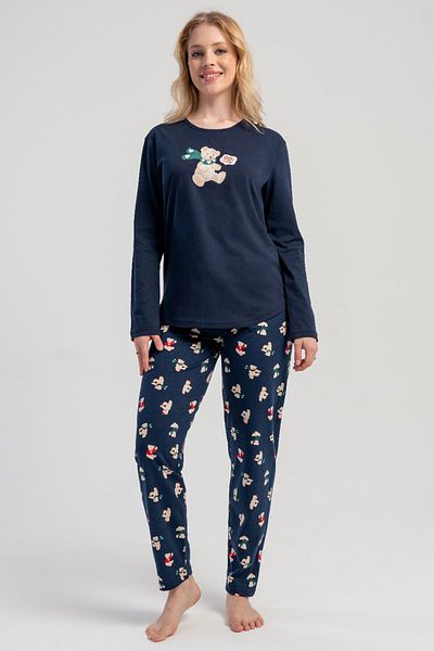 VİENETTA Women's Cotton Long Sleeve Pajama Set, 503060