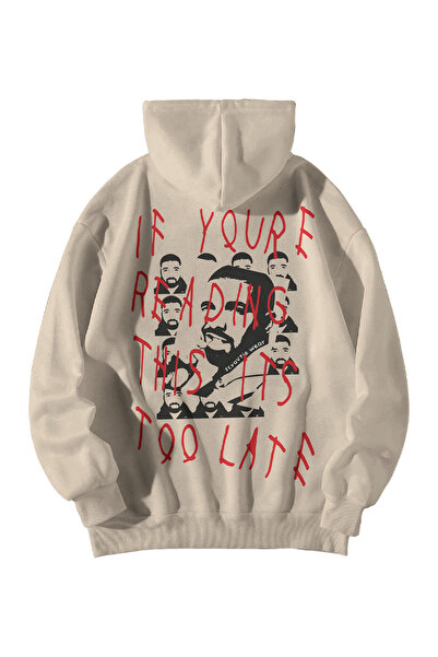 Harajuku Style Women Men Beige Drake if You Are Reading This Printed Oversize...