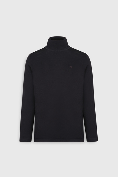 ALTINYILDIZ CLASSICS Men's Black Warm Standard Fit Regular Cut Full Turtleneck Basic Knitwear Sweater