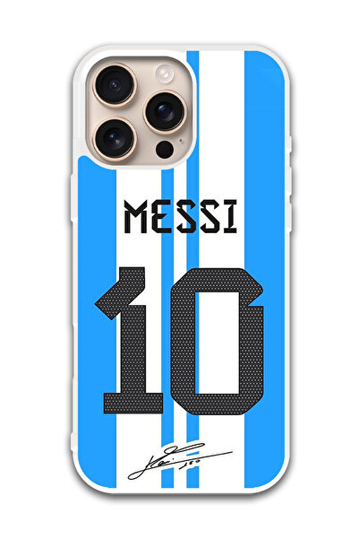 Theodor غطاء حماية لهاتف أبل آيفون 16 برو ماكس ميسي 10 (مصد أبيض)