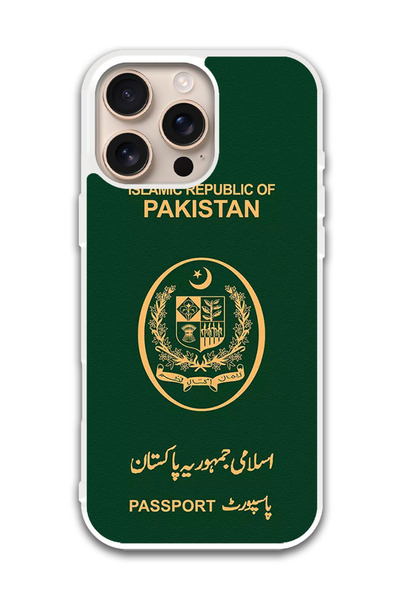 Theodor غطاء حماية لهاتف أبل آيفون 16 برو، جواز سفر باكستاني (مصد أبيض)