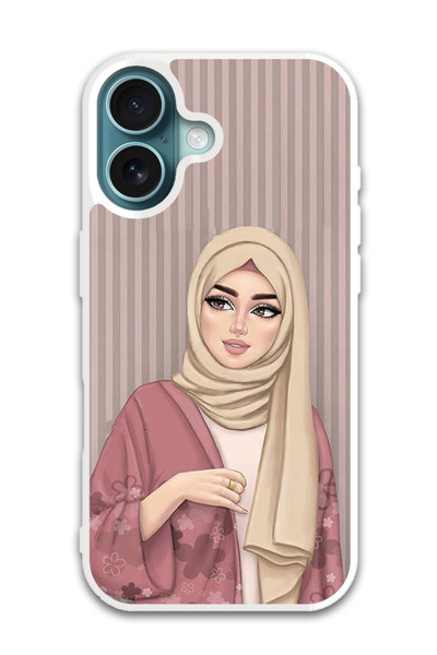 Theodor غطاء حماية لهاتف أبل آيفون 16 بلس، فتاة محجبة 1 (مصد أبيض)