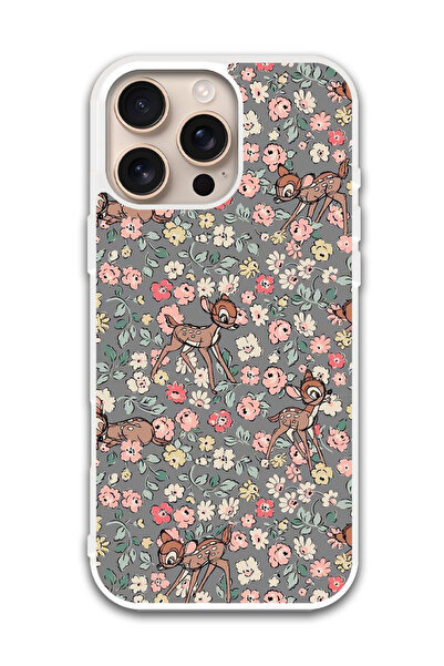 Theodor غطاء حماية لهاتف أبل آيفون 16 برو بنقشة غزال (مصد أبيض)