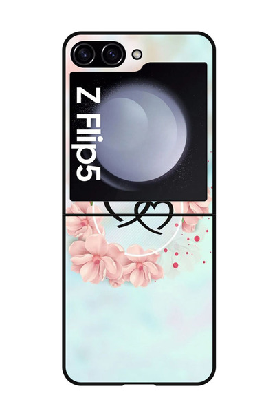 Theodor جراب واقٍ مضاد للخدش والصدمات لهاتف Samsung Galaxy Z Flip 5 Hearts