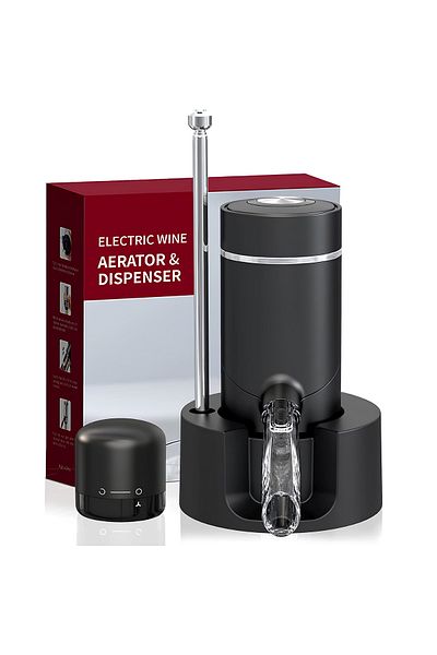 SpectrumPoint Decanter with electric wine aerator, Tube suitable for all types of bottles, Portable, Black