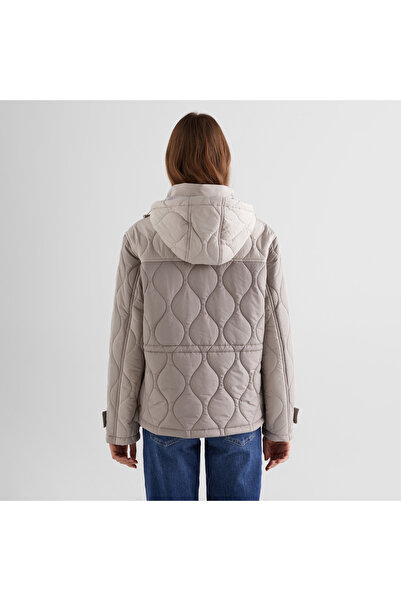 Gant Kadın Bej Kapüşonlu Kapitone Mont