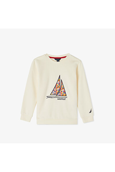 Nautica Erkek Çocuk Ekru Regular Fit Baskılı Sweatshirt