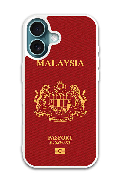 Theodor غطاء حماية لهاتف أبل آيفون 16 بلس جواز سفر ماليزي (مصد أبيض)