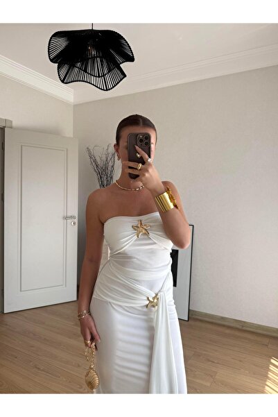 BAŞARAN Λευκό φόρεμα Stella Elegance