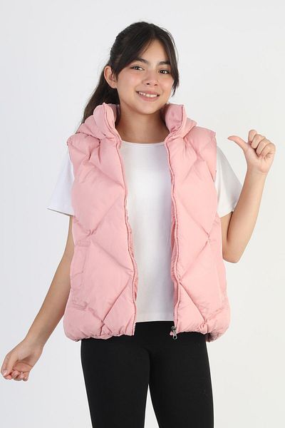ASYAKİDS CLUB Girl's Hooded Pocket Lined Waterproof Seasonal Puffer Vest