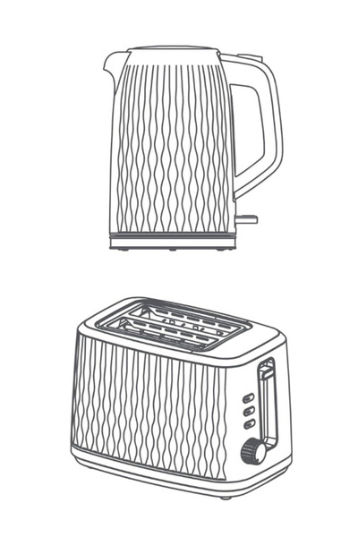Black&Decker Black & Decker Electric Kettle and 2 Slice Toaster Breakfast Set MBF90-B5, 2200 W, 1.7 L