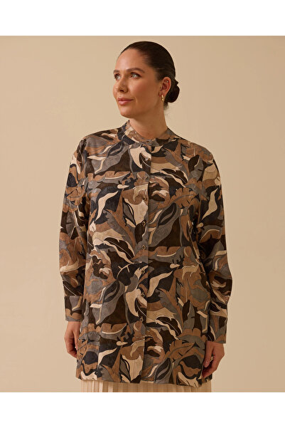 Gala-Xi Large Size Patterned Judge Collar Jacquard Shirt
