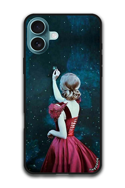 Theodor جراب واقٍ مضاد للخدش والصدمات لهاتف iPhone 16 (6.1) بوصة فتاة تلمس نجمة