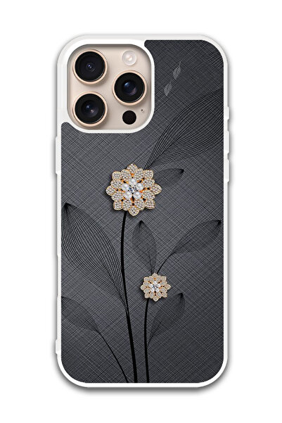 Theodor غطاء حماية لهاتف أبل آيفون 16 برو ماكس زهور ماسية (مصد أبيض)