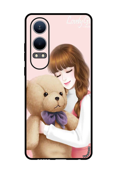 Theodor جراب واقٍ مضاد للخدش والصدمات لهاتف Oppo K12x (الصين) فتاة جميلة مع دب