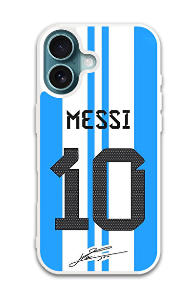 Theodor غطاء حماية لهاتف أبل آيفون 16 بلس ميسي 10 (مصد أبيض)