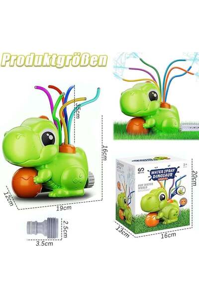 KEAGAN Water sprinkler for children's outdoor play, green dinosaur
