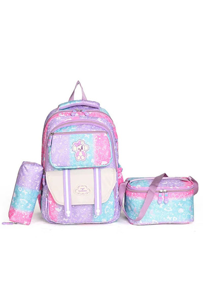 BENOX Four Compartment School Backpack + Nutrition + Pen Holder Set of 3
