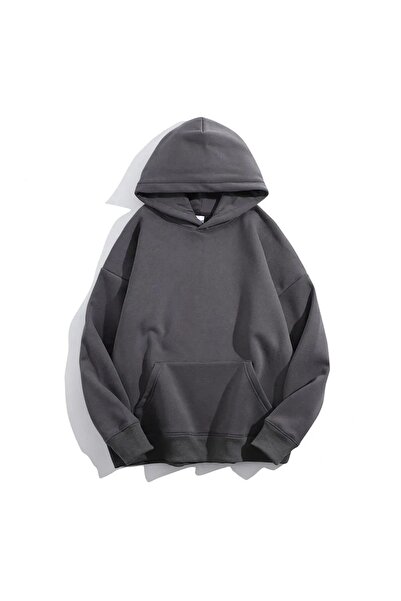 Harajuku Style Women's Smoked Plain Oversize Hooded Sweatshirt