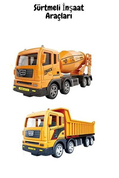 welcomein Toy Friction Metal 1:50 Scale Yellow Earthmoving Truck and Excavator Bucket 2 in 1