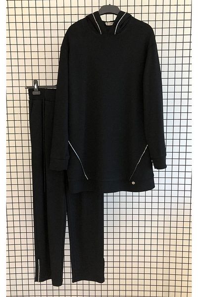 Armine Autumn Winter-Hooded Tunic Suit with Pants