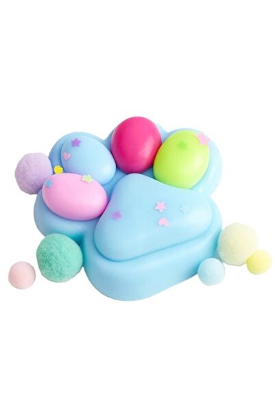 LEIBOO Παιχνίδι Squishy Stress - Πατούλα Γάτας Παστέλ Μπλε 7.5x8.5cm