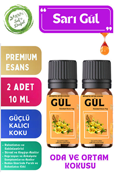 LeafFlora AromaHome Sarı Gül - Esansiyel Uçucu Yağ - Aromatik Oda ve Ortam Ko...