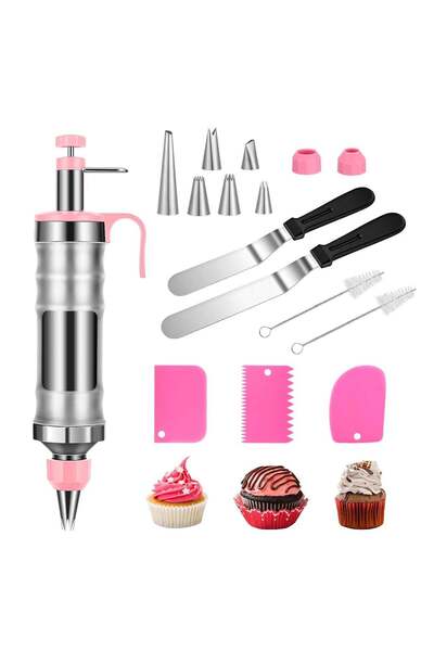 Generic KASTWAVE Icing Decoration Gun Set, Stainless Steel Dessert Decorating Syringe, Cake Decorating Gun,